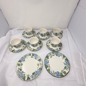 Metlox Poppytrail Sculptured Grape Tea Set 6 Cups 6 Saucers 2 Plates California